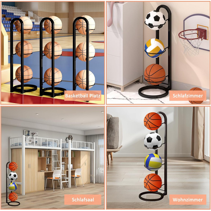Стійка для зберігання м'ячів: баскетбол, футбол, волейбол. Вертикальна підставка для м'ячів