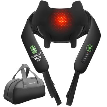 Масажер для шиї та спини з підігрівом Wiederaufladbares Nackenmassagegerät 2600 mAh, 4D масаж, Шиацу для ніг та тіла, зняття болю