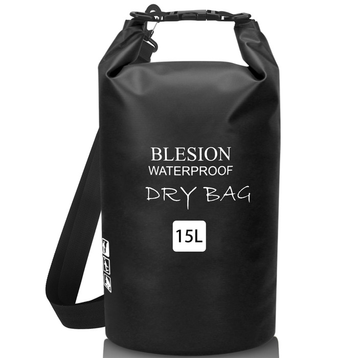 Водонепроникний мішок-рюкзак Dry Bag 5L/10L/15L/20L/30L з регульованим плечовим ременем, для каякінгу, риболовлі, плавання, піших прогулянок та подорожей, чорний (10L)