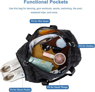 Спортивна сумка для підлітків з відділеннями для взуття та мокрого одягу, чорна