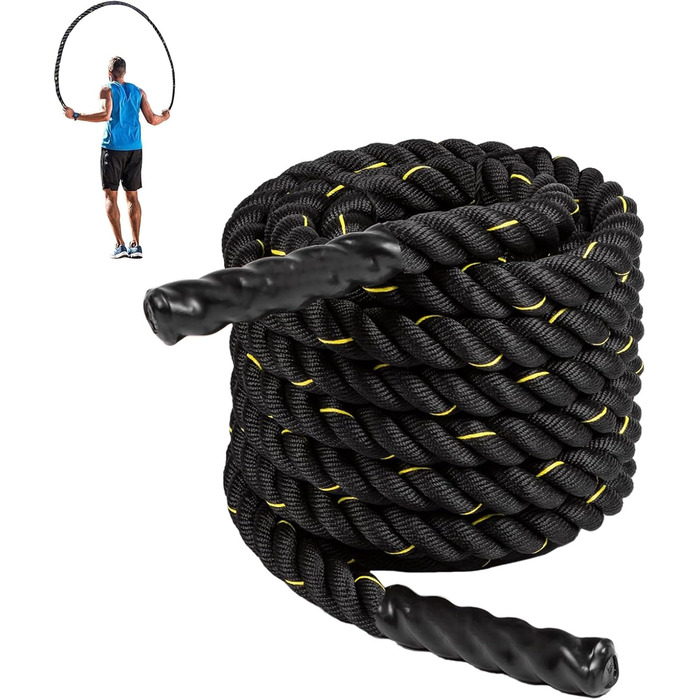 Важкий скакальний трос для дорослих, фітнес, набір м'язів, тренування у спортзалі та на вулиці, чорний (2 кг)