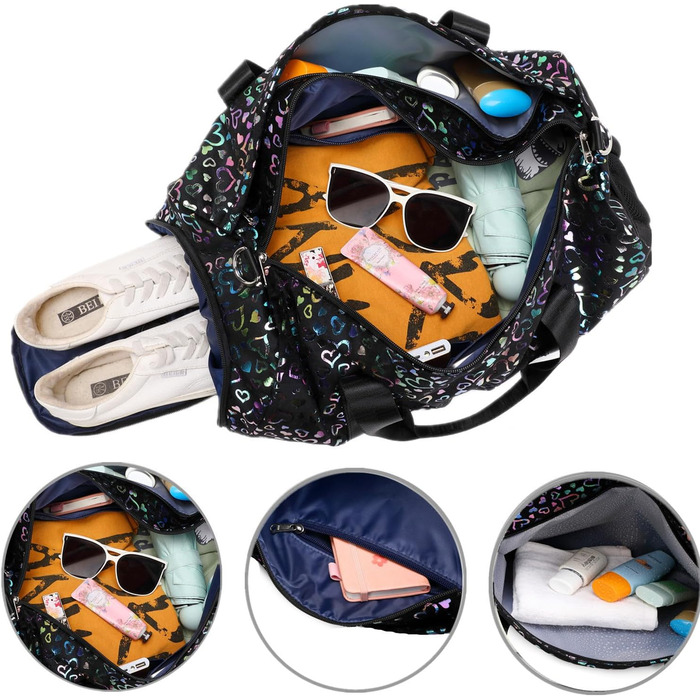 Дитяча спортивна сумка для дівчаток чорна — універсальна сумка для подорожей, тренувань, басейну та сауни з окремим відділенням для взуття