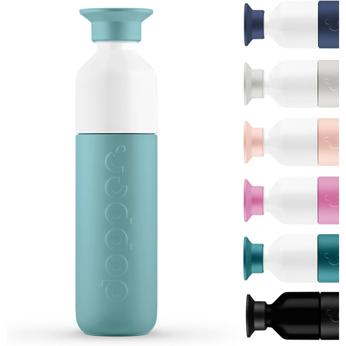 Термос Dopper Bottlenose Blue 350 мл, двостінний, із нержавіючої сталі, герметичний, зберігає холод до 24 годин і тепло до 9 годин, для води, чаю, кави
