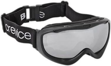 Лижна маска Black Crevice з подвійною дзеркальною лінзою, антифог, UV 400, ударостійка, для чоловіків і жінок, регульована, чорна/срібляста