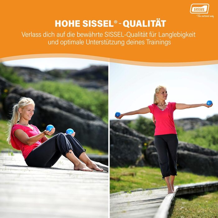 Сет з 2 тонізуючих м'ячів SISSEL Pilates 900 г, для балансу та сили, універсальні для тренування рук, плечей та верхньої частини тіла, компактні, ефективні, колір