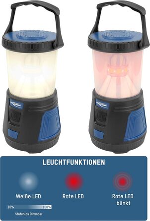 Ліхтар кемпінговий LED ANSMANN CL600B: 600 люмен, 360° світло, регулювання яскравості, водонепроникність IPX4, 3 режими (білий, червоний, червоний блимає), на батарейках