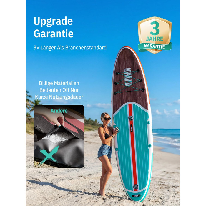 Надувне SUP-борд Niphean з сидінням та аксесуарами, 320 см, для 2 осіб, 200 кг, Classic Wood Grain, StabilTrac-Fin