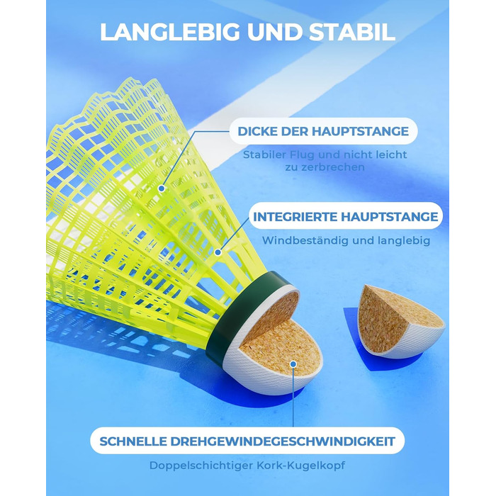 Волан для бадмінтону HIRALIY нейлон, 12/24 шт., висока швидкість, для тренувань та гри в приміщенні/на вулиці, для молоді