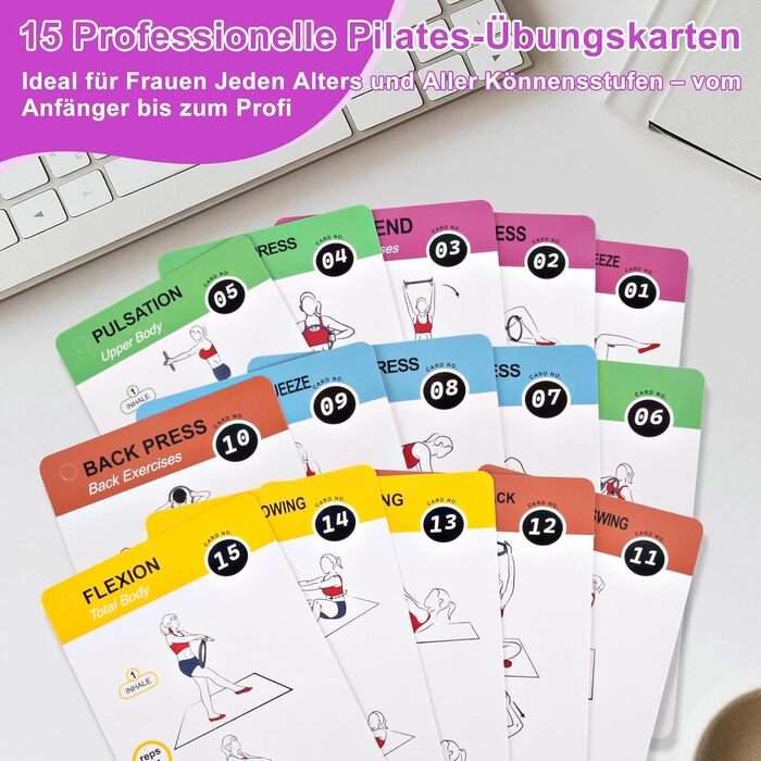 Набір для пілатесу для жінок - 27 частин: кільця 30см та 35см, м'яч, стрічки опору (10, 15, 25, 35, 45 lbs), інструкція, еластична стрічка. Пілатес вдома
