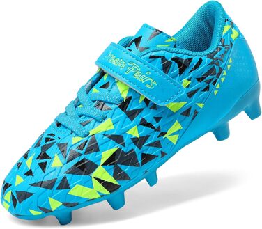 Дрим Пейрс: Футбольні черевики для дітей (хлопчики та дівчатка) – дихаючі, унісекс, для залу та тренувань, спортивні, для активного відпочинку, чорно-неонові кольори (35 EU, королівський синій, неоновий зелений)