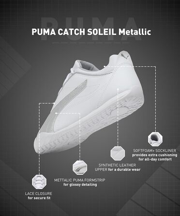 Жіночі снікери Puma Catch Soleil Metallic — біло-сріблясті, розмір 41 EU