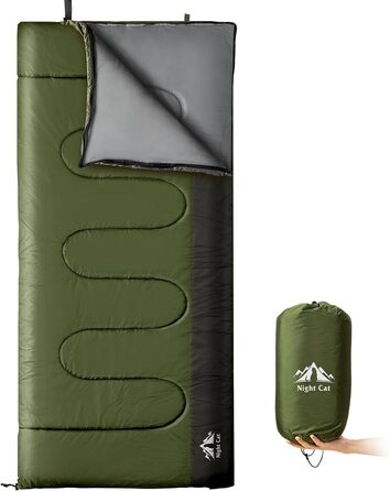 Спальний мішок Night Cat для дорослих, 3 сезони, 80x190 см, зелений