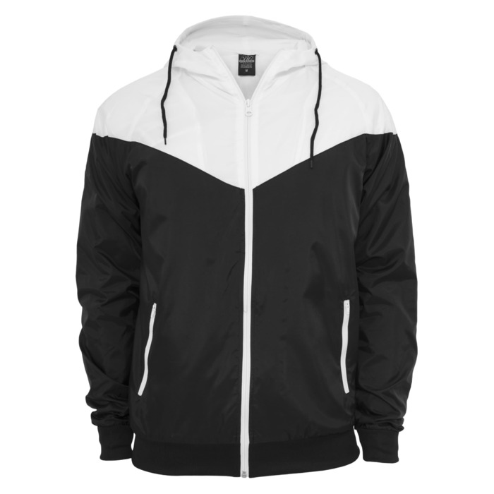 Чоловіча вітрівка Urban Classics Arrow Windrunner з капюшоном, демісезонна куртка з кольоровими блоками, 3XL, чорно-біла