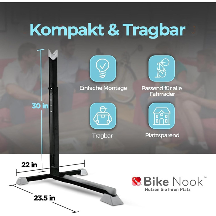 Підставка для велосипеда вертикальна, підлогова, для гаража та дому. Економна велосипедна стійка Bike Nook (від 18 дюймів)