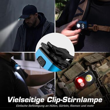 EverBrite LED налобний ліхтар: перезарядна, 45г, IP67, 7 режимів, червоне та зелене світло. Ідеально для бігу, походів, кемпінгу