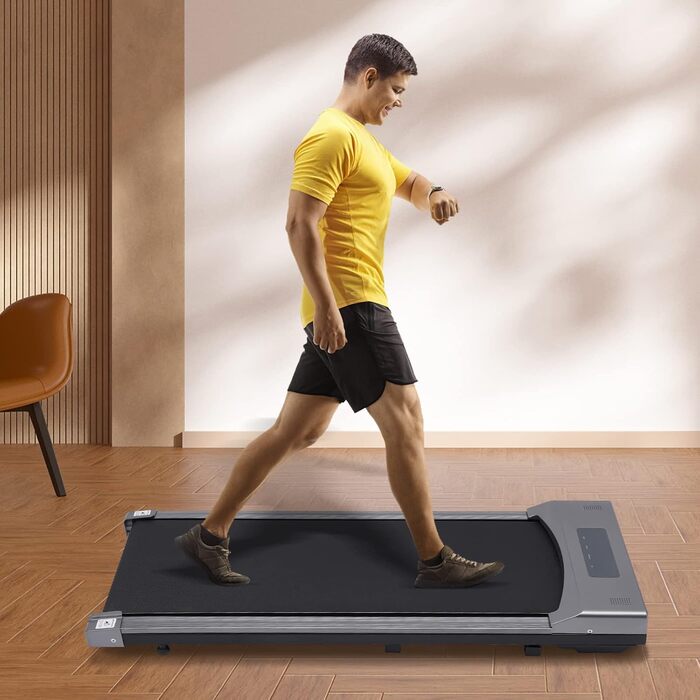 Доріжка для ходьби Walking Pad для дому та офісу, компактна бігова доріжка з LCD-дисплеєм і пультом, сіра, під стіл