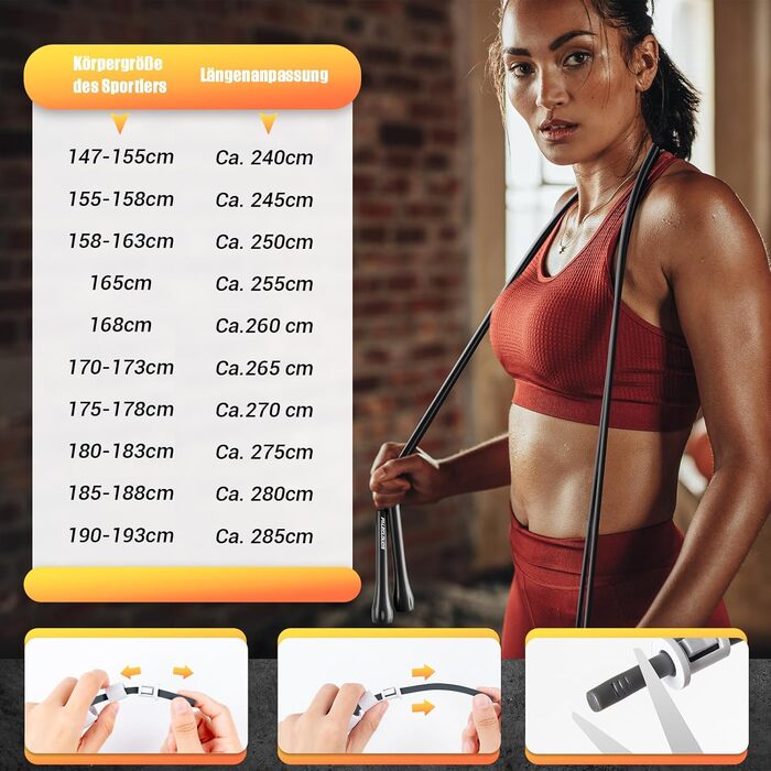 Регульоване скакалка Springseil для фітнесу: PVC, 3м, з тренувальним постером та ABS-ручкою (чорний)