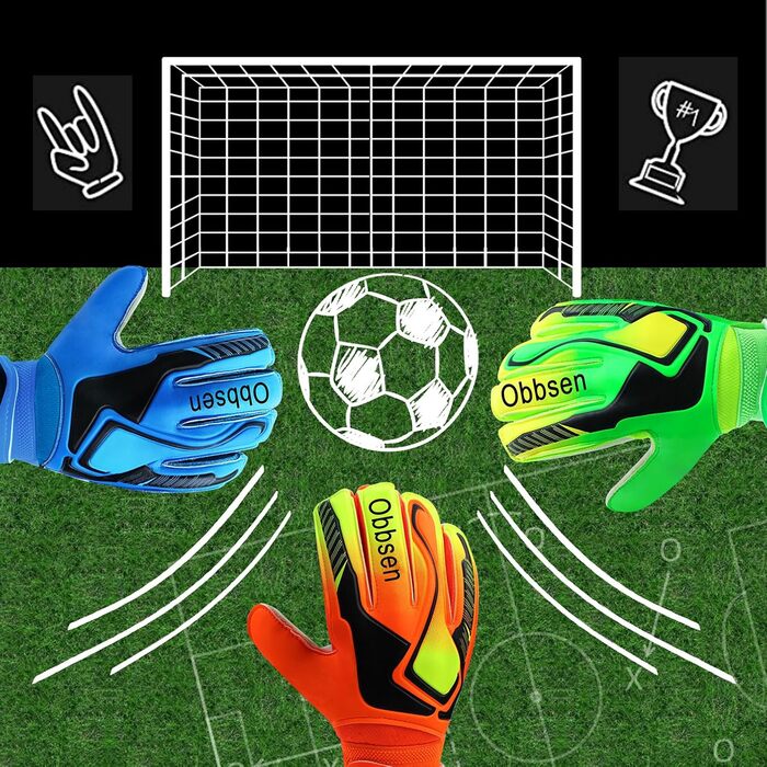 Воротарські рукавиці JOYJ з FingerSave, дитячі унісекс, для футболу, з супер-зчепленням та товстим латексом, для дітей, підлітків та дорослих, сині