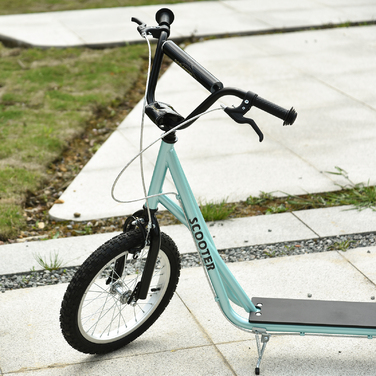 Дитячий самокат HOMCOM Скутер Складаний Kick Scooter з пневматичною шиною та ручним гальмом, Міський самокат, пригоди для дітей від 5 років, 16 дюймів | Аосом