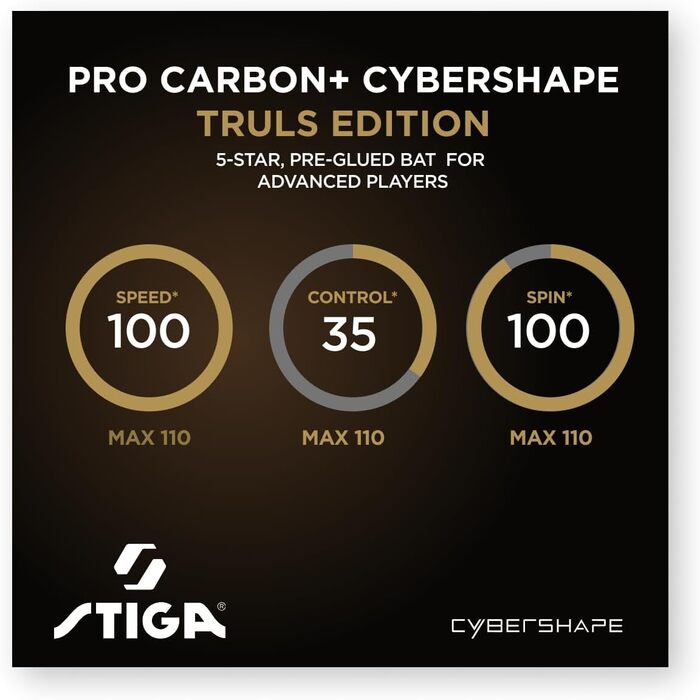 Пінний стіл STIGA Pro Carbon Plus Cybershape Truls Edition - професійний, 5 зірок, Touch Carbon, ITTF, для атакуючих гравців