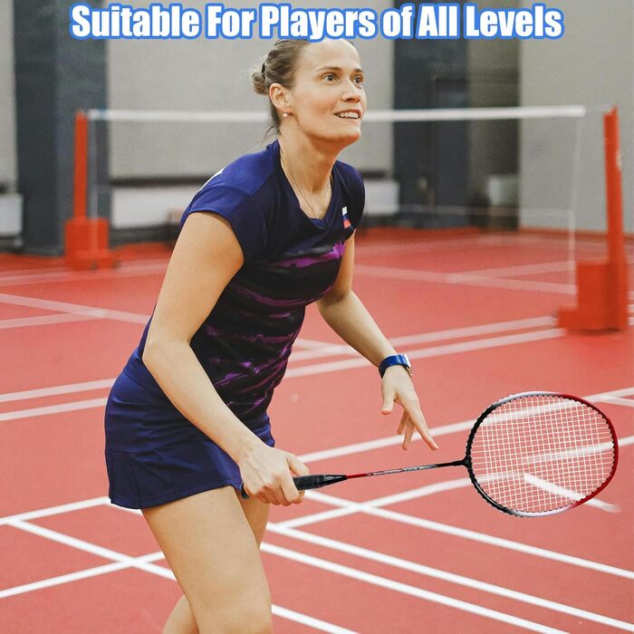 Набір для бадмінтону Magicorange 4 шт. для ігор на вулиці, включає 4 ракетки, 4 волани, 4 запасні намотки та 1 сумка. Червоний та зелений колір