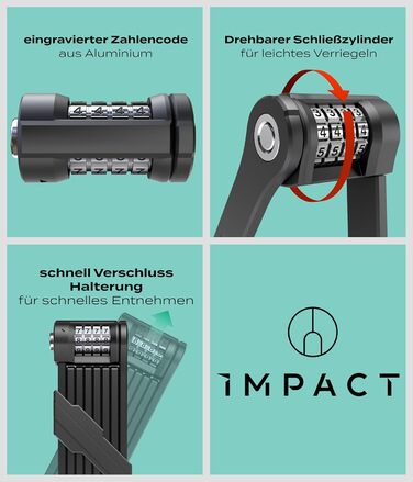 IMPACT® FlexLock 15 - Преміум складне велозамкe з високим рівнем безпеки. Довжина 120 см, витримує до 1,5 тонни. Замок з ключем/кодом.