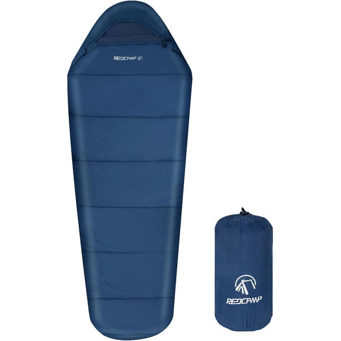 Спальний мішок Redcamp для дітей 175x65 см, мумієвидний, 3-сезонний, для кемпінгу та відпочинку на природі (рожевий/темно-синій)