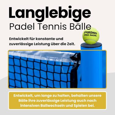 Palbea PRO Padel - М'ячі для падел-тенісу, сертифіковані FIP, преміум якість. Підходять для тренувань та турнірів. 1 картон x 6/12/24 туби.