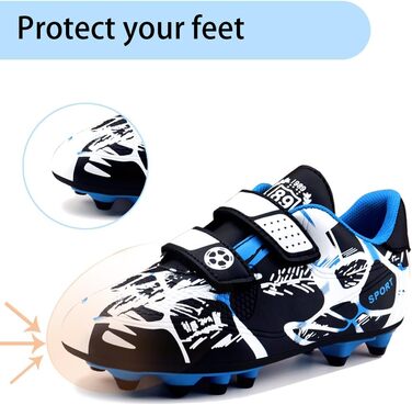 Дитячі футбольні бутси для хлопчиків та дівчаток, Outdoor, тренувальні, для штучного газону, з шипами, унісекс, розмір 28-37 EU, 36 EU, білі, сині