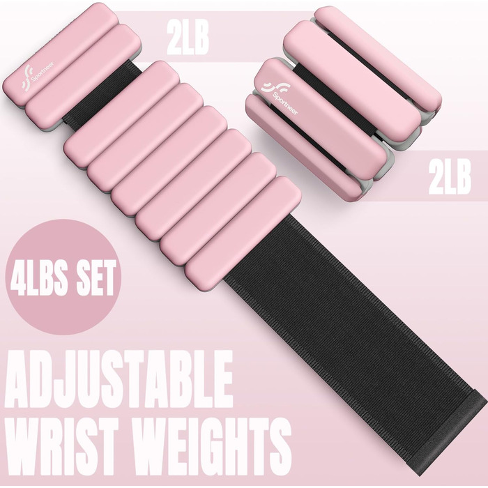 Набір обтяжувачів для ніг Sportneer 2шт (0,5 кг та 1 кг) для йоги, танців, аеробіки (рожевий)