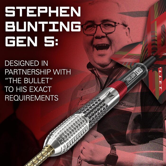 Професійний набір дротиків Target Stephen Bunting G5 95% вольфрам, сталевий наконечник Swiss Point, 18/22/23/25 г, з інструментом