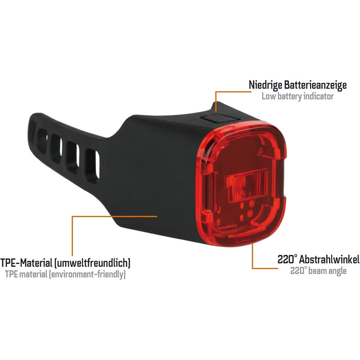 Набір велоліхтарів ADDVIEW, сертифікований StVZO, LED, IP65, водонепроникний - передній + задній ліхтар, USB Type-C, монтаж без інструментів, Twins