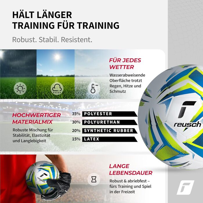 М'яч для тренувань Reusch Attrakt Silver - футбольний, з підвищеною зносостійкістю, для тренувань, школи та відпочинку