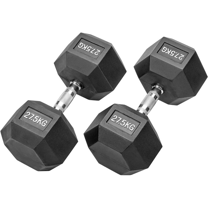 Гантелі Hexagon Studio 55 кг (2x27,5 кг), гумові, чорні