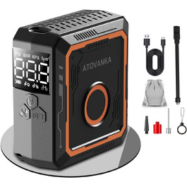 Електричний компресор ATOVANKA 150PSI для велосипеда, авто, мотоцикла та м'ячів, портативний, акумулятор 2400mAh, LED-дисплей