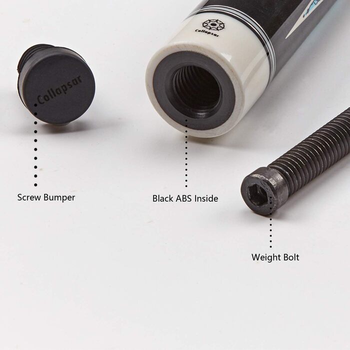 Професійний біліардний кий Collapsar CXT 58 дюймів з м'яким чохлом, чорний з кремовими точками та бірюзовим, wrapless ручка, 21 ounce