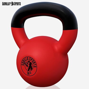 Кетлбел GORILLA SPORTS 14 кг, чавунний, вінілове покриття, для фітнесу та силових тренувань