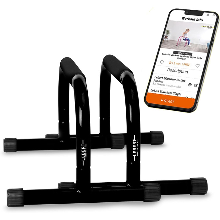 Леберт Фітнес Паралельні бруси для віджимань та висів - станція для тренувань вдома та в гаражі. Ідеально для гімнастики, калістеніки, силових тренувань. Чорний колір