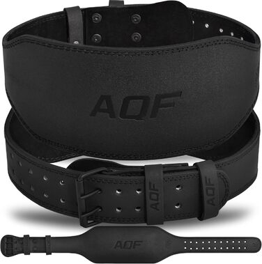 Шкіряний пояс для важкої атлетики AQF, 6 дюймів, з підтримкою попереку, матовий чорний, розмір L (32-36''), для бодібілдингу та фітнесу