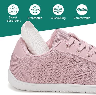 Мінімалістичні шкарпетки для чоловіків та жінок з широкою передньою частиною та нульовим перепадом, легкі дихаючі кросівки для фітнесу, походів, бігу та повсякденного носіння (39 EU, рожевий 1125)