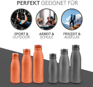 Фляга з нержавіючої сталі 1 літр - Термофляга з подвійним ізолятором, без BPA, для газованої води, миється в посудомийній машині (Коралл)