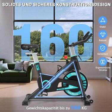 Велотренажер Wenoker з LCD-монітором та мобільним додатком, ergometer з магнітним опором, тихий велотренажер для дому, фітнес-велосипед, до 160 кг