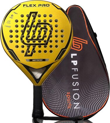 Падельна ракетка LP Fiberglass Flex Pro для дорослих з сумкою і набором м'ячів, легка, точна, для технічних гравців, золота