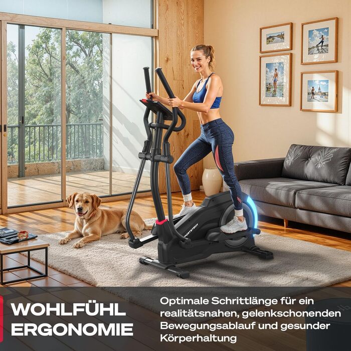 Еліптичний тренажер Sportstech CX700 для дому: 24 кг маховик, 24 рівні опору, LED дисплей, Bluetooth, пульсомір | Чорний