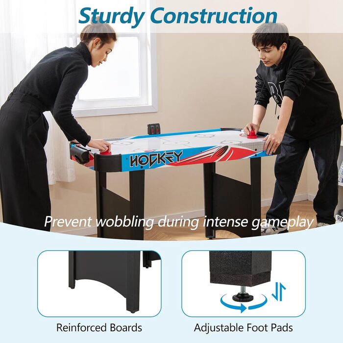 Тік-ток аерохокейний стіл HOMASIS з LED-підсвіткою та електронним лічильником очок, 12V мотор, комплект з 2 шайбами та 2 штовхачами, для дітей та дорослих