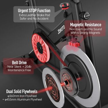 Велотренажер JOROTO X4S з Bluetooth, магнітний ергометр для дому, ремінний привід, навантаження до 160 кг