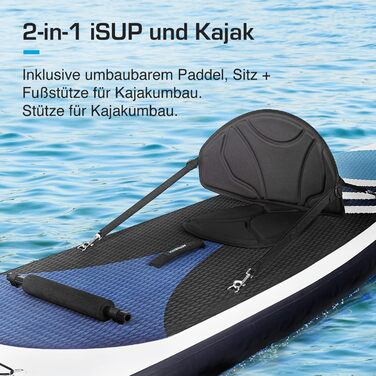 Надувне SUP-борд Active Era Stand Up Paddle Board з сидінням, комплект з регульованим веслом, насосом, рюкзаком та кріпленням для камери, 6 дюймів, 320x78x15 см, до 130 кг, блакитний