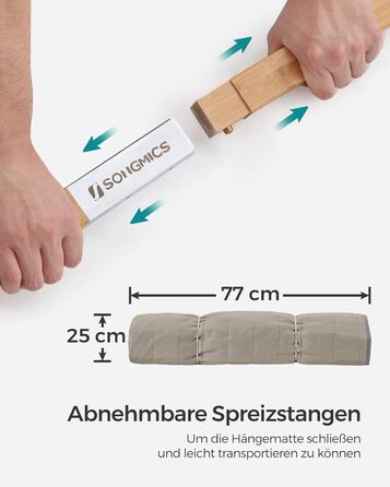 Гаммак SONGMICS для 2 осіб з подушкою, Outdoor, сіро-бежевий, 200 x 140 см, до 225 кг