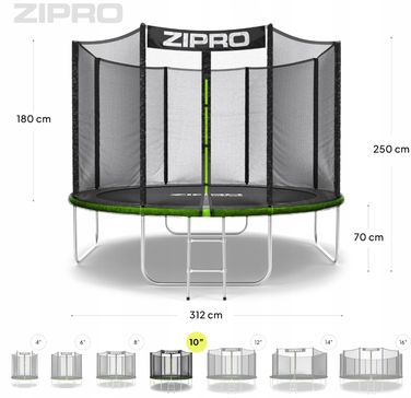 Батут із захисною сіткою Trampolina 312 см FT 10 (304-312 см)