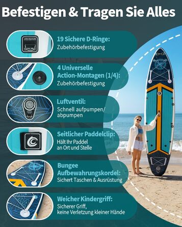 SUP дошка COOLCAA Trail Blazer-1 надувна, 355 см, ширина 86 см, вантажопідйомність 222 кг, з аксесуарами та сумкою для перенесення, для дорослих